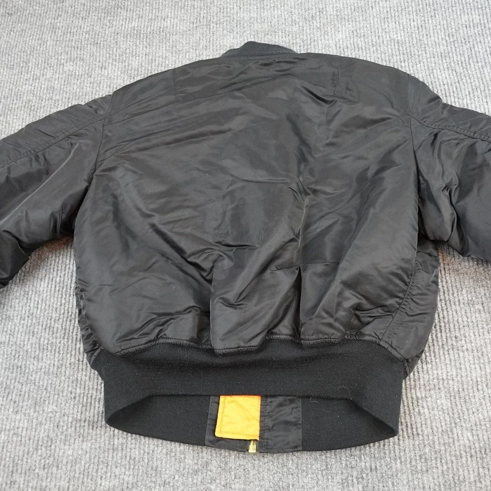 Vintage Alpha Industries MA-1 Jacket Mens Large Black Bomber Flight USA